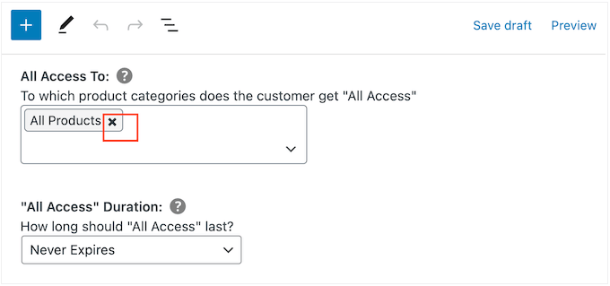 Limiting a free trial to specific product categories