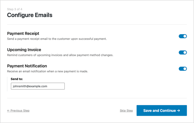 Configuring WP Simple Pay's emails