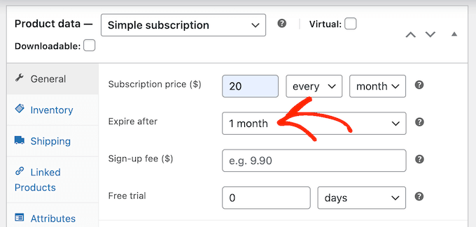 Setting an expiration date for a WooCommerce subscription 
